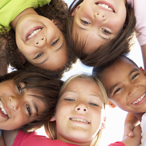  children in huddle